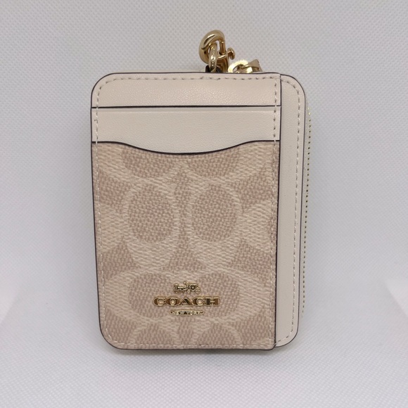 NWT Coach Zip Card Case In Signature Canvas - Picture 1 of 2